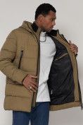 Купить Спортивная молодежная куртка удлиненная мужская бежевого цвета 93686B, фото 13