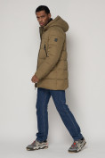 Купить Спортивная молодежная куртка удлиненная мужская бежевого цвета 93686B, фото 2
