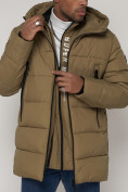 Купить Спортивная молодежная куртка удлиненная мужская бежевого цвета 93686B, фото 8