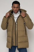 Купить Спортивная молодежная куртка удлиненная мужская бежевого цвета 93686B, фото 9
