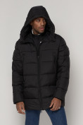 Купить Спортивная молодежная куртка удлиненная мужская черного цвета 93686Ch, фото 9