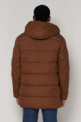 Купить Спортивная молодежная куртка удлиненная мужская коричневого цвета 93686K, фото 13