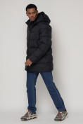 Купить Спортивная молодежная куртка удлиненная мужская темно-синего цвета 93686TS, фото 3