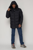 Купить Спортивная молодежная куртка удлиненная мужская темно-синего цвета 93686TS, фото 6