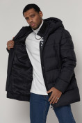 Купить Спортивная молодежная куртка удлиненная мужская темно-синего цвета 93686TS, фото 8