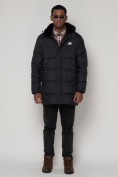 Купить Куртка зимняя мужская классическая темно-синего цвета 93687TS