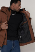 Купить Спортивная молодежная куртка мужская коричневого цвета 93691K, фото 12