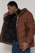 Купить Спортивная молодежная куртка мужская коричневого цвета 93691K, фото 13