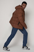 Купить Спортивная молодежная куртка мужская коричневого цвета 93691K, фото 3