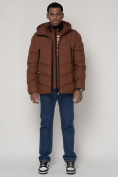 Купить Спортивная молодежная куртка мужская коричневого цвета 93691K, фото 2