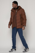 Купить Спортивная молодежная куртка мужская коричневого цвета 93691K, фото 4