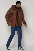 Купить Спортивная молодежная куртка мужская коричневого цвета 93691K, фото 5