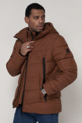 Купить Спортивная молодежная куртка мужская коричневого цвета 93691K, фото 9