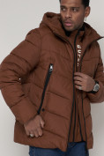 Купить Спортивная молодежная куртка мужская коричневого цвета 93691K, фото 10
