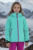 Купить Горнолыжный костюм зимний для девочки бирюзового цвета 9420Br, фото 3