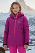 Купить Горнолыжный костюм зимний для девочки малинового цвета 9420M, фото 3