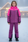 Купить Горнолыжный костюм зимний для девочки розового цвета 9432R, фото 3