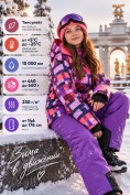 Купить Горнолыжный костюм зимний для девочки фиолетового цвета 9436F, фото 4