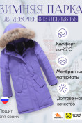 Купить Куртка парка зимняя детская подростковая для девочки с капюшоном и мехом фиолетового цвета 9444F