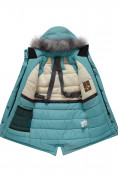 Купить Куртка парка зимняя детская подростковая для девочки с капюшоном и мехом зеленого цвета 9444Z, фото 10