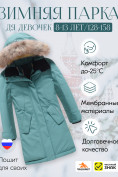 Купить Куртка парка зимняя детская подростковая для девочки с капюшоном и мехом зеленого цвета 9444Z, фото 3
