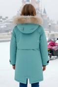 Купить Куртка парка зимняя детская подростковая для девочки с капюшоном и мехом зеленого цвета 9444Z, фото 2