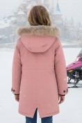 Купить Куртка парка зимняя подростковая для девочки с капюшоном и мехом розового цвета 9446R, фото 2