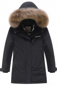Купить Парка зимняя подростковая для девочки с капюшоном и мехом черного цвета 9532Ch, фото 8