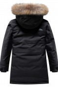 Купить Парка зимняя подростковая для девочки с капюшоном и мехом черного цвета 9532Ch, фото 9