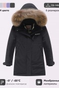 Купить Парка зимняя подростковая для девочки с капюшоном и мехом черного цвета 9532Ch, фото 3