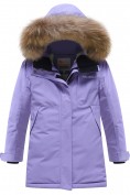 Купить Парка зимняя подростковая для девочки с капюшоном и мехом фиолетового цвета 9532F, фото 8