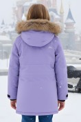 Купить Парка зимняя подростковая для девочки с капюшоном и мехом фиолетового цвета 9532F, фото 2