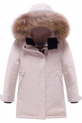 Купить Парка зимняя подростковая для девочки с капюшоном и мехом розового цвета 9532R, фото 8