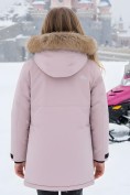 Купить Парка зимняя подростковая для девочки с капюшоном и мехом розового цвета 9532R, фото 2