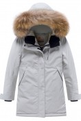 Купить Парка зимняя подростковая для девочки с капюшоном и мехом серого цвета 9532Sr, фото 8