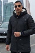 Купить Парка зимняя мужская с капюшоном черного цвета 9533-1Ch