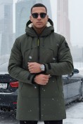 Купить Парка зимняя мужская с капюшоном цвета хаки 9533-1Kh