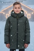 Купить Парка зимняя подростковая для мальчика с капюшоном цвета хаки 9533Kh