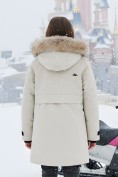 Купить Парка зимняя подростковая для девочки с капюшоном и мехом бежевого цвета 9534B, фото 2