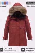 Купить Парка зимняя подростковая для девочки с капюшоном и мехом бордового цвета 9534Bo, фото 3