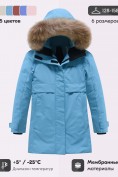 Купить Парка зимняя подростковая для девочки с капюшоном и мехом бирюзового цвета 9534Br, фото 3