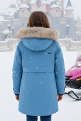 Купить Парка зимняя подростковая для девочки с капюшоном и мехом бирюзового цвета 9534Br, фото 2