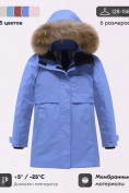 Купить Парка зимняя подростковая для девочки с капюшоном и мехом василькового цвета 9534Vs, фото 3