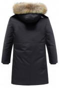 Купить Парка зимняя подростковая для мальчика с капюшоном и мехом черного цвета 9535Ch, фото 9