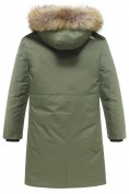 Купить Парка зимняя подростковая для мальчика с капюшоном и мехом цвета хаки 9535Kh, фото 9