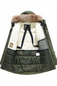 Купить Парка зимняя подростковая для мальчика с капюшоном и мехом цвета хаки 9535Kh, фото 10