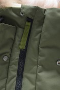 Купить Парка зимняя подростковая для мальчика с капюшоном и мехом цвета хаки 9535Kh, фото 14