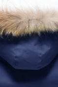 Купить Парка зимняя подростковая для мальчика с капюшоном и мехом темно-синего цвета 9535TS, фото 5