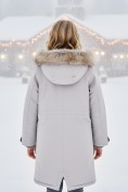 Купить Парка зимняя подростковая для девочки с капюшоном и мехом бежевого цвета 9536B, фото 2