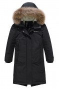 Купить Парка зимняя подростковая для девочки с капюшоном и мехом черного цвета 9536Ch, фото 8